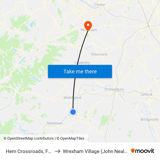 Hem Crossroads, Forden to Wrexham Village (John Neal Block) map