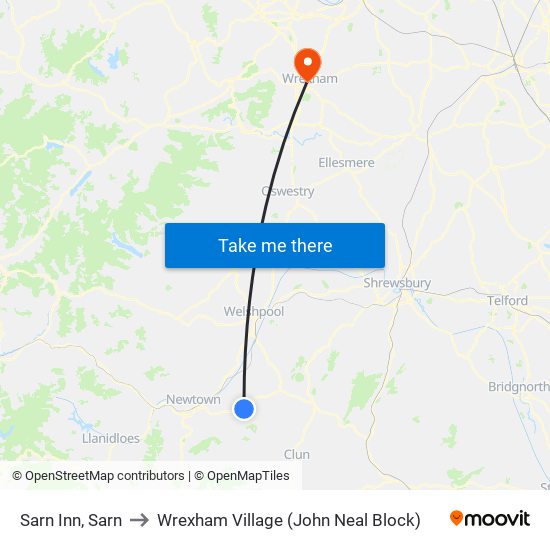 Sarn Inn, Sarn to Wrexham Village (John Neal Block) map