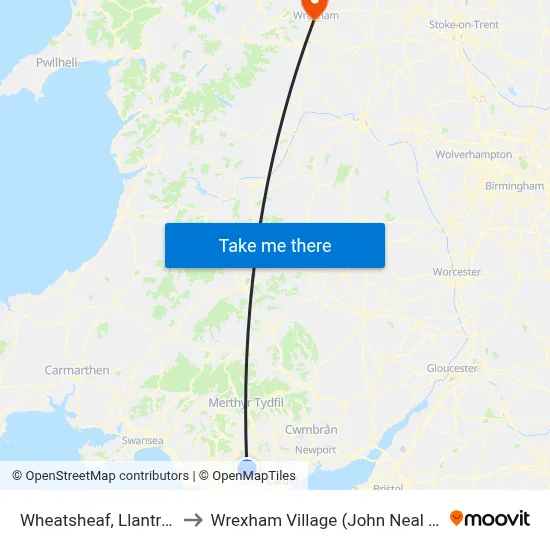 Wheatsheaf, Llantrisant to Wrexham Village (John Neal Block) map