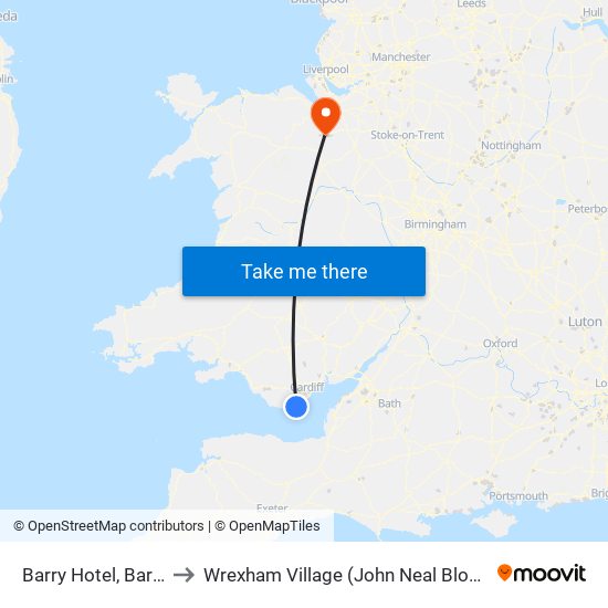 Barry Hotel, Barry to Wrexham Village (John Neal Block) map