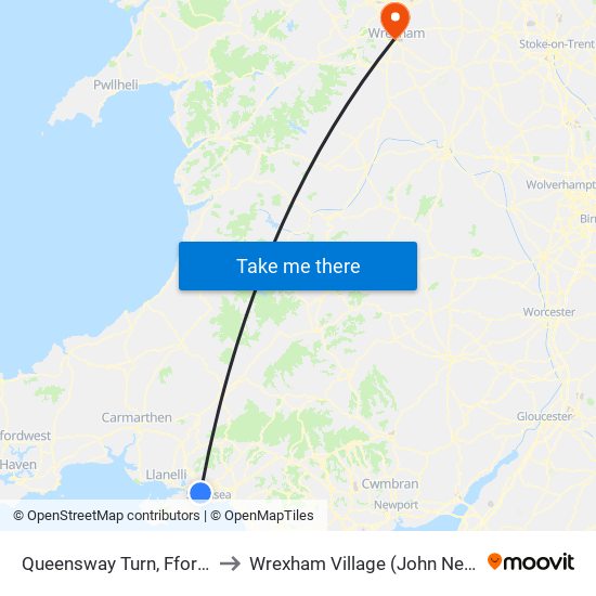 Queensway Turn, Fforestfach to Wrexham Village (John Neal Block) map