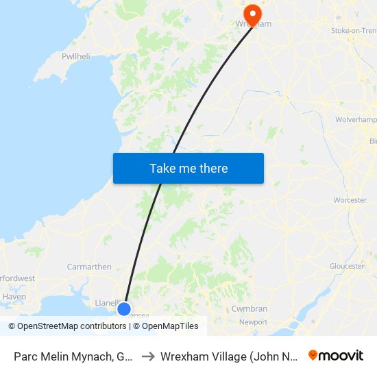 Parc Melin Mynach, Gorseinon to Wrexham Village (John Neal Block) map