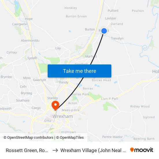 Rossett Green, Rossett to Wrexham Village (John Neal Block) map