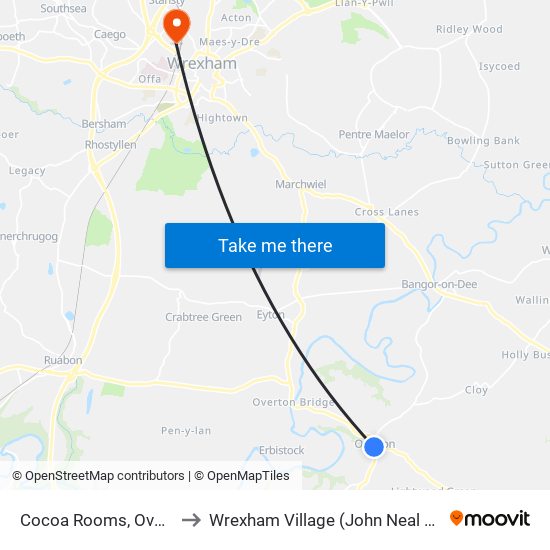 Cocoa Rooms, Overton to Wrexham Village (John Neal Block) map