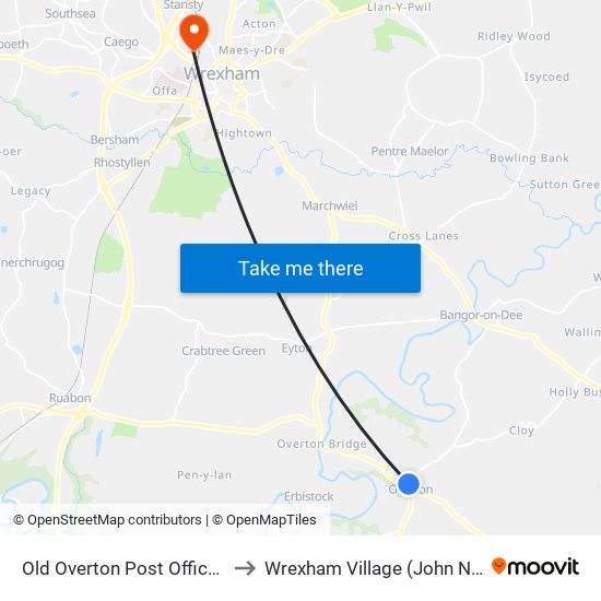 Old Overton Post Office, Overton to Wrexham Village (John Neal Block) map