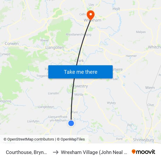 Courthouse, Brynmawr to Wrexham Village (John Neal Block) map