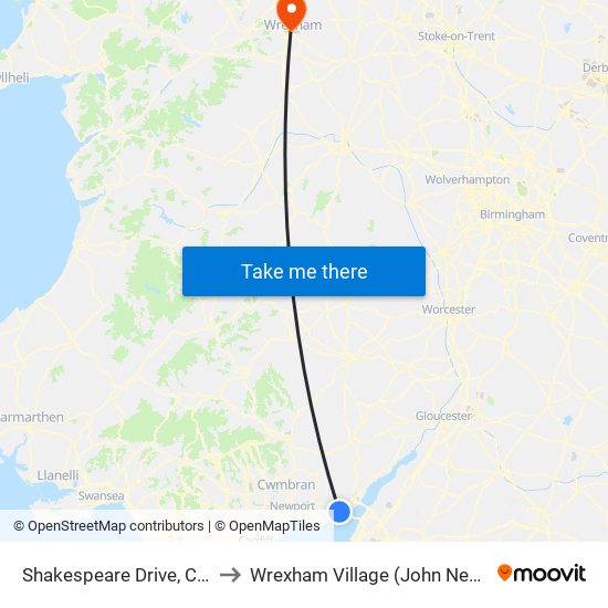 Shakespeare Drive, Caldicot to Wrexham Village (John Neal Block) map