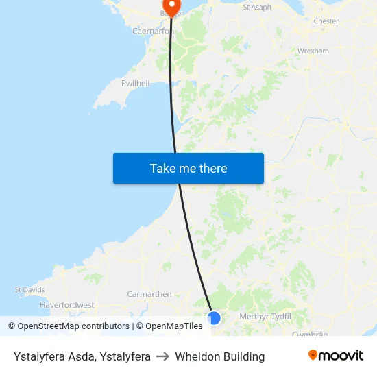 Ystalyfera Asda, Ystalyfera to Wheldon Building map