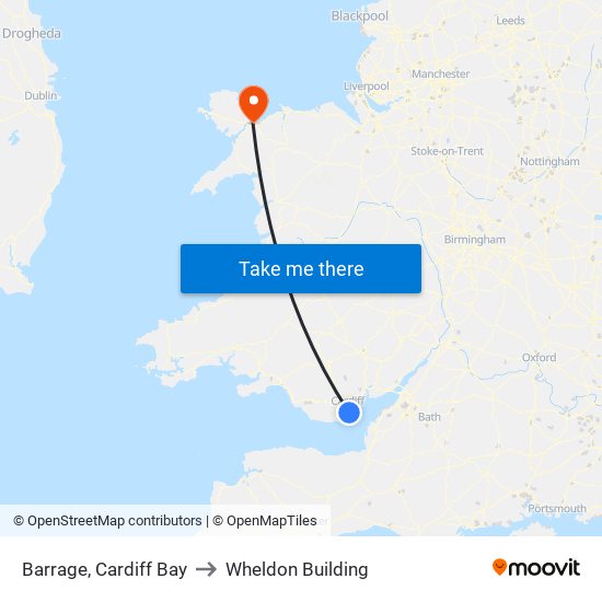 Barrage, Cardiff Bay to Wheldon Building map