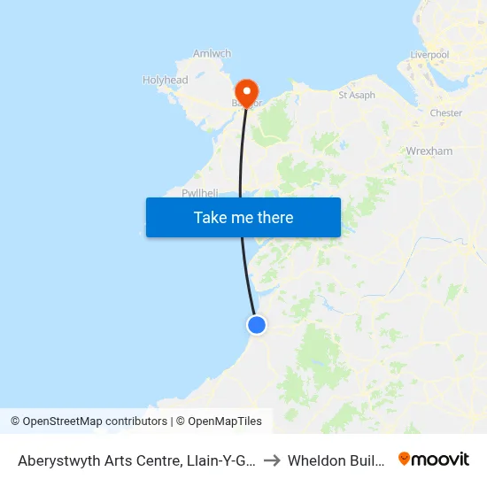 Aberystwyth Arts Centre, Llain-Y-Gawsai to Wheldon Building map