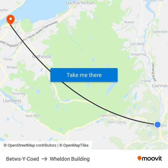 Betws-Y-Coed to Wheldon Building map