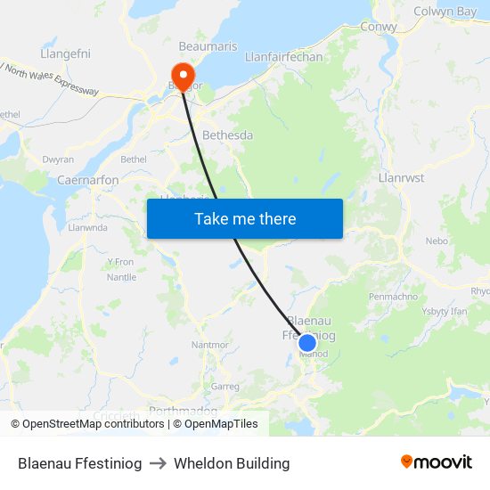 Blaenau Ffestiniog to Wheldon Building map