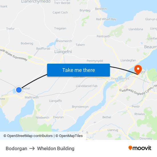 Bodorgan to Wheldon Building map