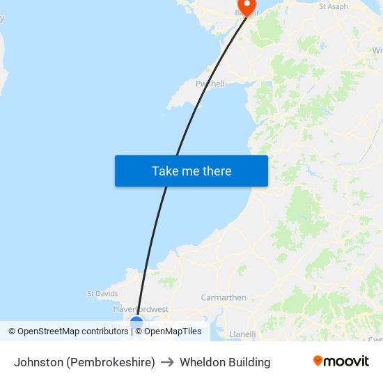 Johnston (Pembrokeshire) to Wheldon Building map