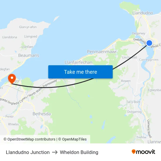 Llandudno Junction to Wheldon Building map