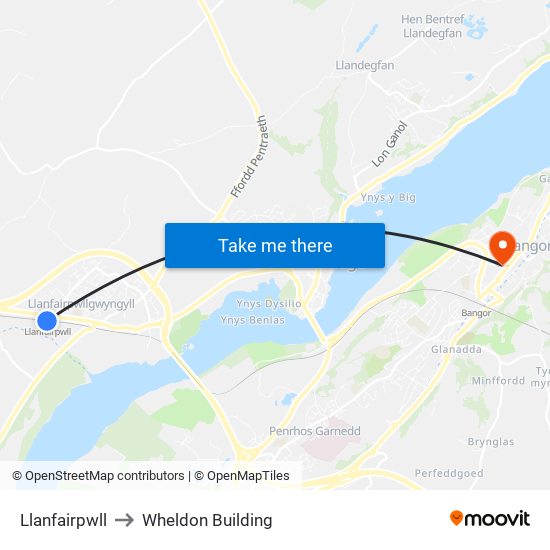 Llanfairpwll to Wheldon Building map