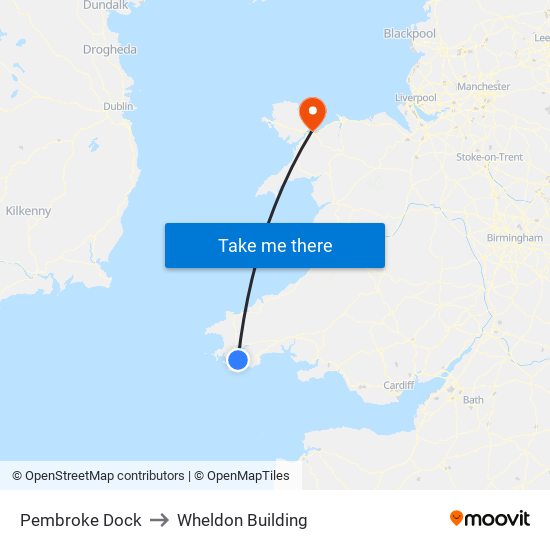 Pembroke Dock to Wheldon Building map