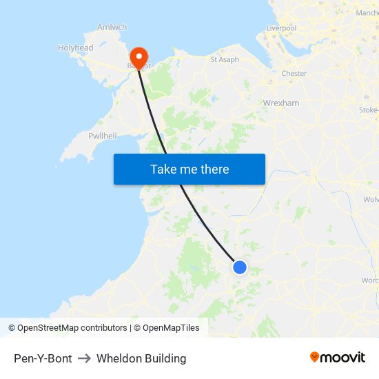 Pen-Y-Bont to Wheldon Building map