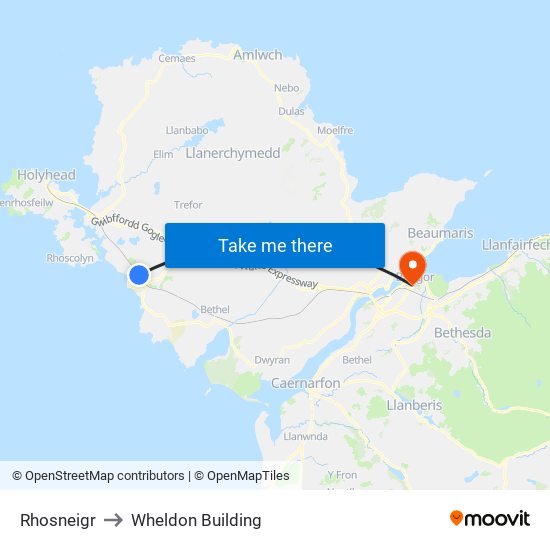 Rhosneigr to Wheldon Building map