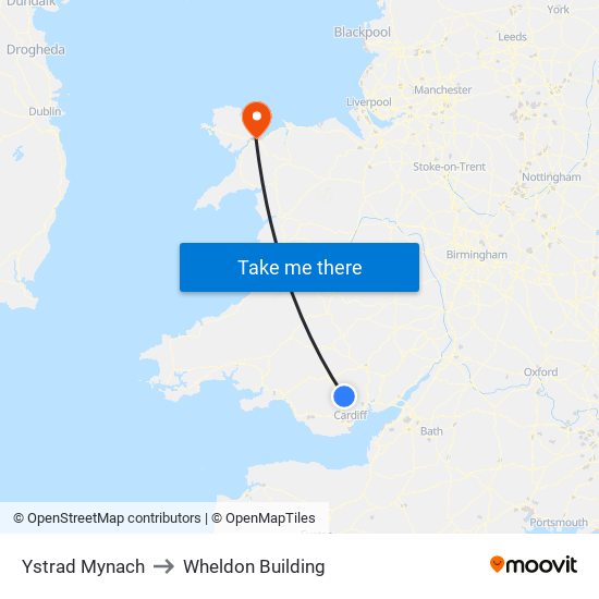 Ystrad Mynach to Wheldon Building map