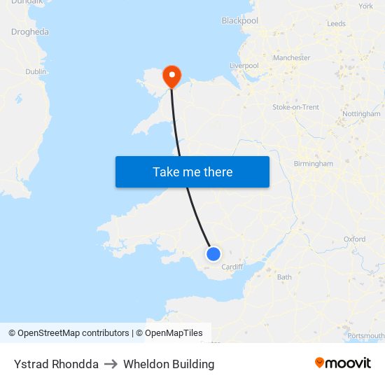 Ystrad Rhondda to Wheldon Building map