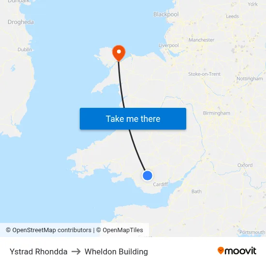 Ystrad Rhondda to Wheldon Building map