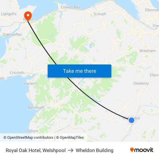 Royal Oak Hotel, Welshpool to Wheldon Building map