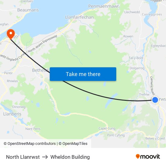 North Llanrwst to Wheldon Building map