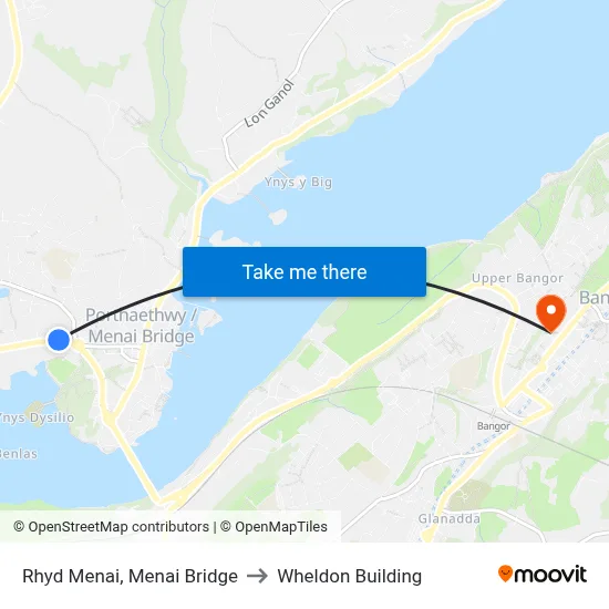 Rhyd Menai, Menai Bridge to Wheldon Building map
