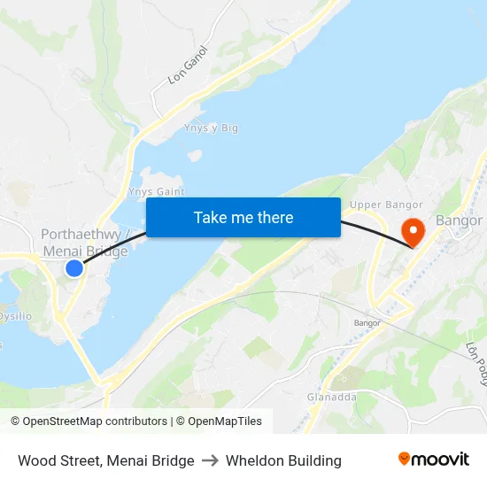 Wood Street, Menai Bridge to Wheldon Building map