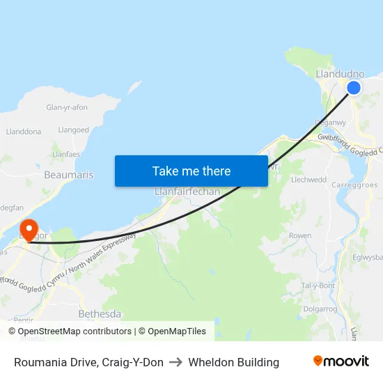 Roumania Drive, Craig-Y-Don to Wheldon Building map