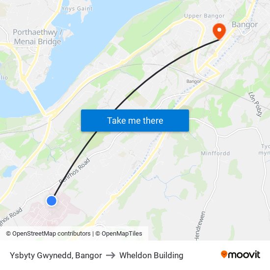 Ysbyty Gwynedd, Bangor to Wheldon Building map