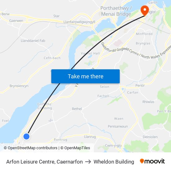 Arfon Leisure Centre, Caernarfon to Wheldon Building map