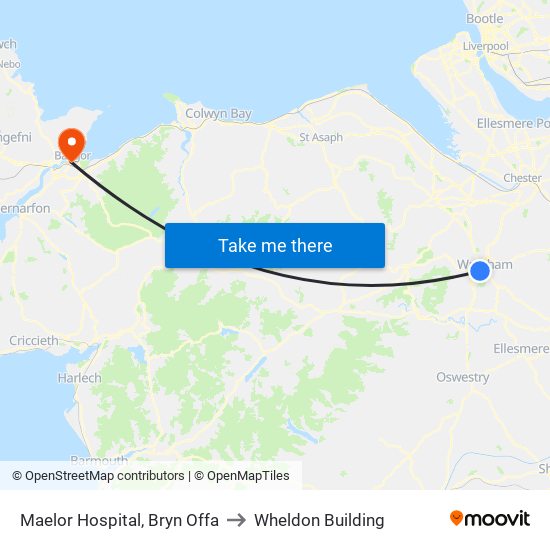 Maelor Hospital, Bryn Offa to Wheldon Building map