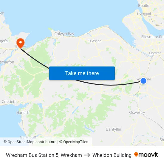 Wrexham Bus Station 5, Wrexham to Wheldon Building map