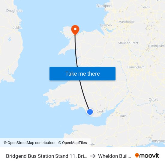 Bridgend Bus Station Stand 11, Bridgend to Wheldon Building map