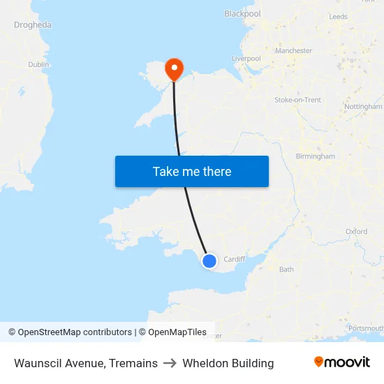 Waunscil Avenue, Tremains to Wheldon Building map