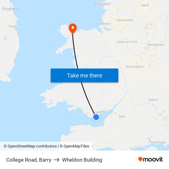 College Road, Barry to Wheldon Building map