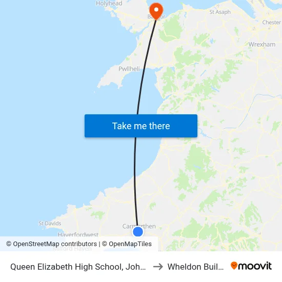 Queen Elizabeth High School, Johnstown to Wheldon Building map