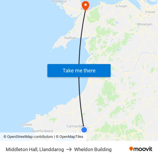 Middleton Hall, Llanddarog to Wheldon Building map