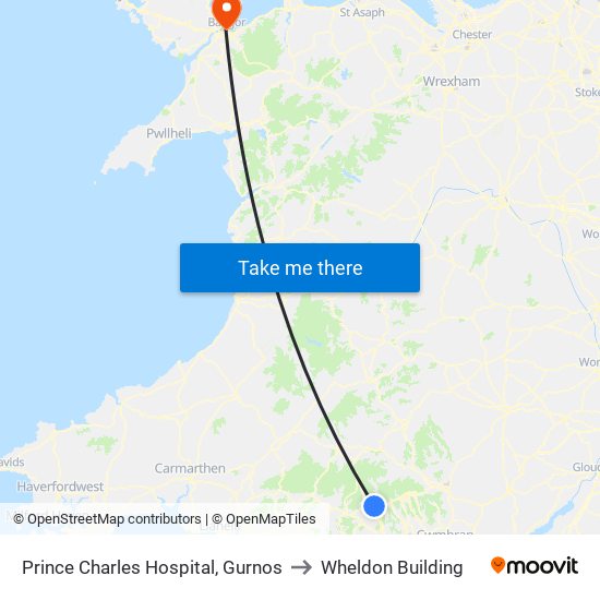 Prince Charles Hospital, Gurnos to Wheldon Building map