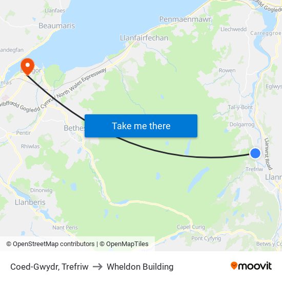 Coed-Gwydr, Trefriw to Wheldon Building map