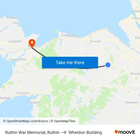 Ruthin War Memorial, Ruthin to Wheldon Building map