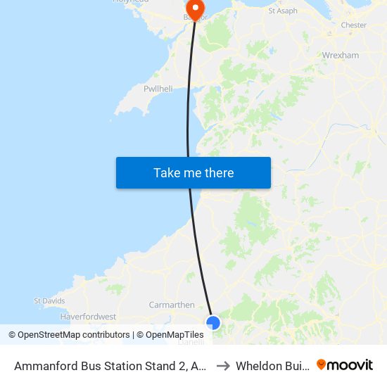 Ammanford Bus Station Stand 2, Ammanford to Wheldon Building map