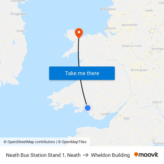 Neath Bus Station Stand 1, Neath to Wheldon Building map