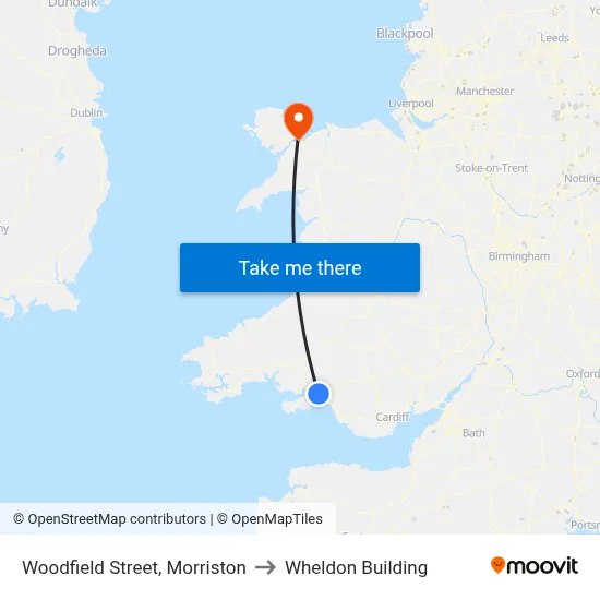 Woodfield Street, Morriston to Wheldon Building map