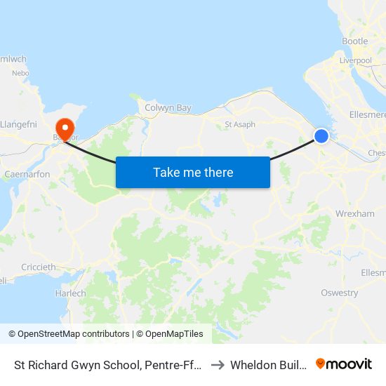 St Richard Gwyn School, Pentre-Ffwrndan to Wheldon Building map