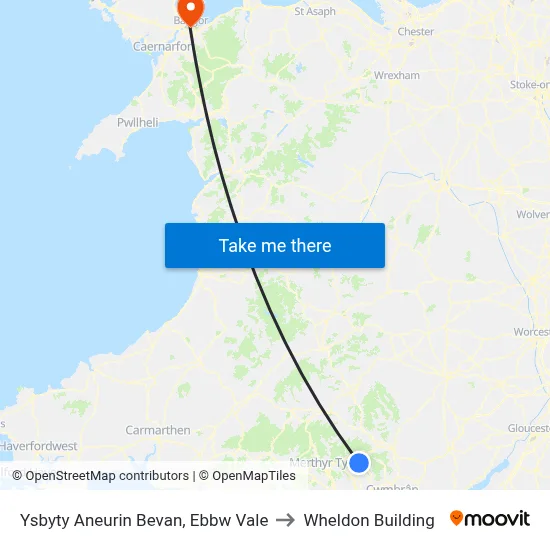 Ysbyty Aneurin Bevan, Ebbw Vale to Wheldon Building map