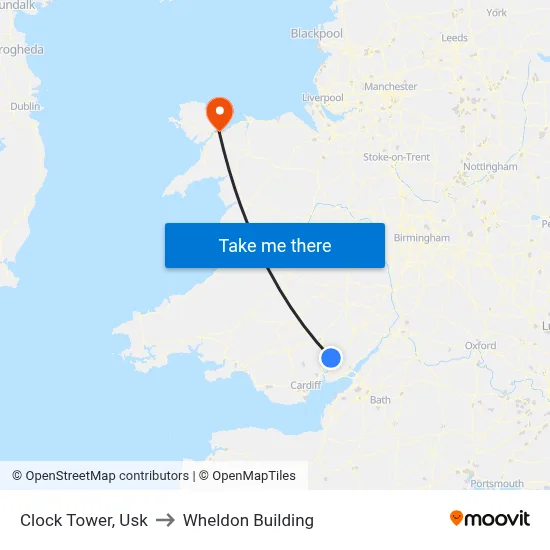 Clock Tower, Usk to Wheldon Building map