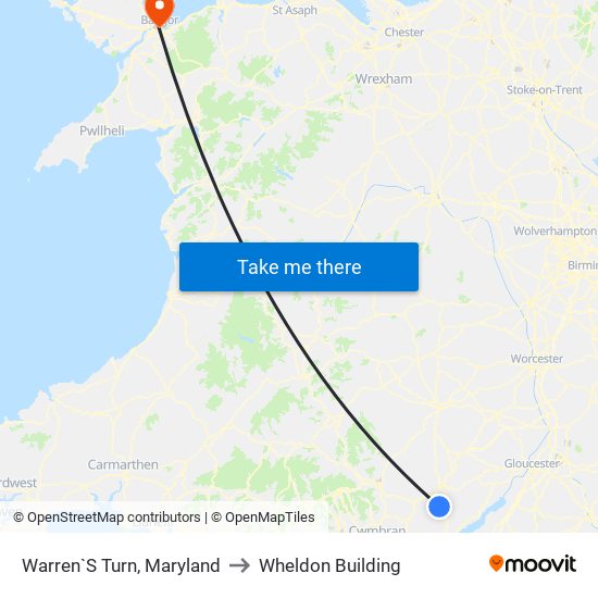 Warren`S Turn, Maryland to Wheldon Building map
